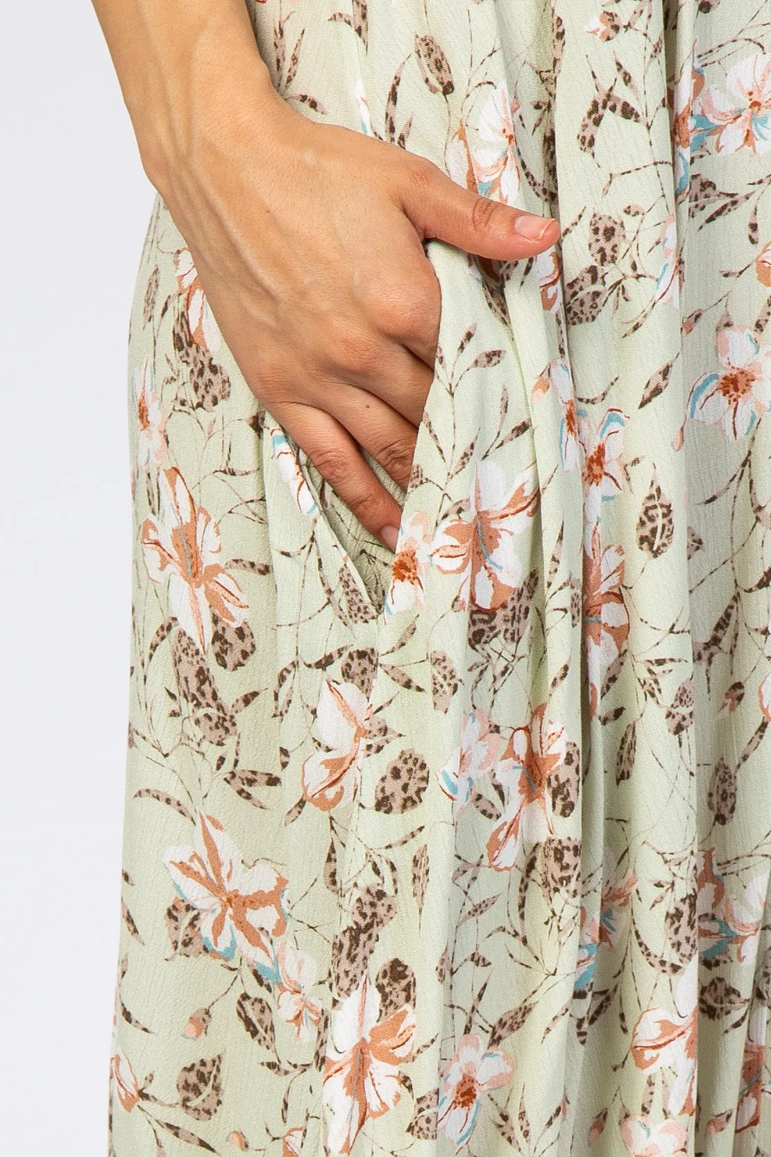 Light Mint Floral Asymmetrical Hem Dress sold by Pinkblush product image thumbnail 4