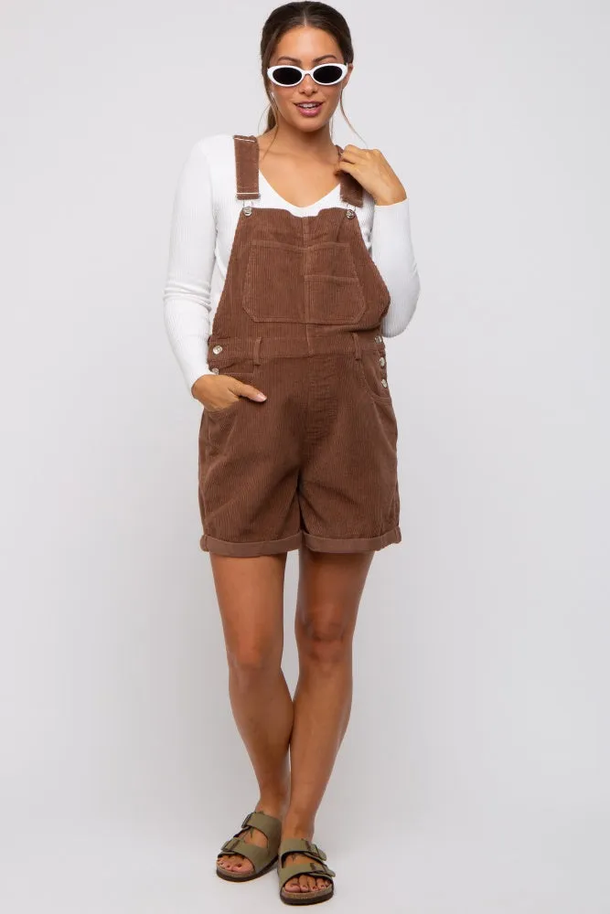 Mocha Corduroy Maternity Short Overalls sold by Pinkblush product image thumbnail 5
