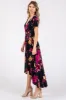 Navy Blue Floral Print Wrap Front V-Neck Hi-Low Midi Dress sold by Pinkblush