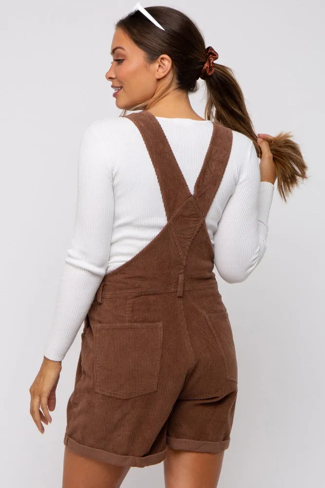 Mocha Corduroy Maternity Short Overalls sold by Pinkblush product image thumbnail 3