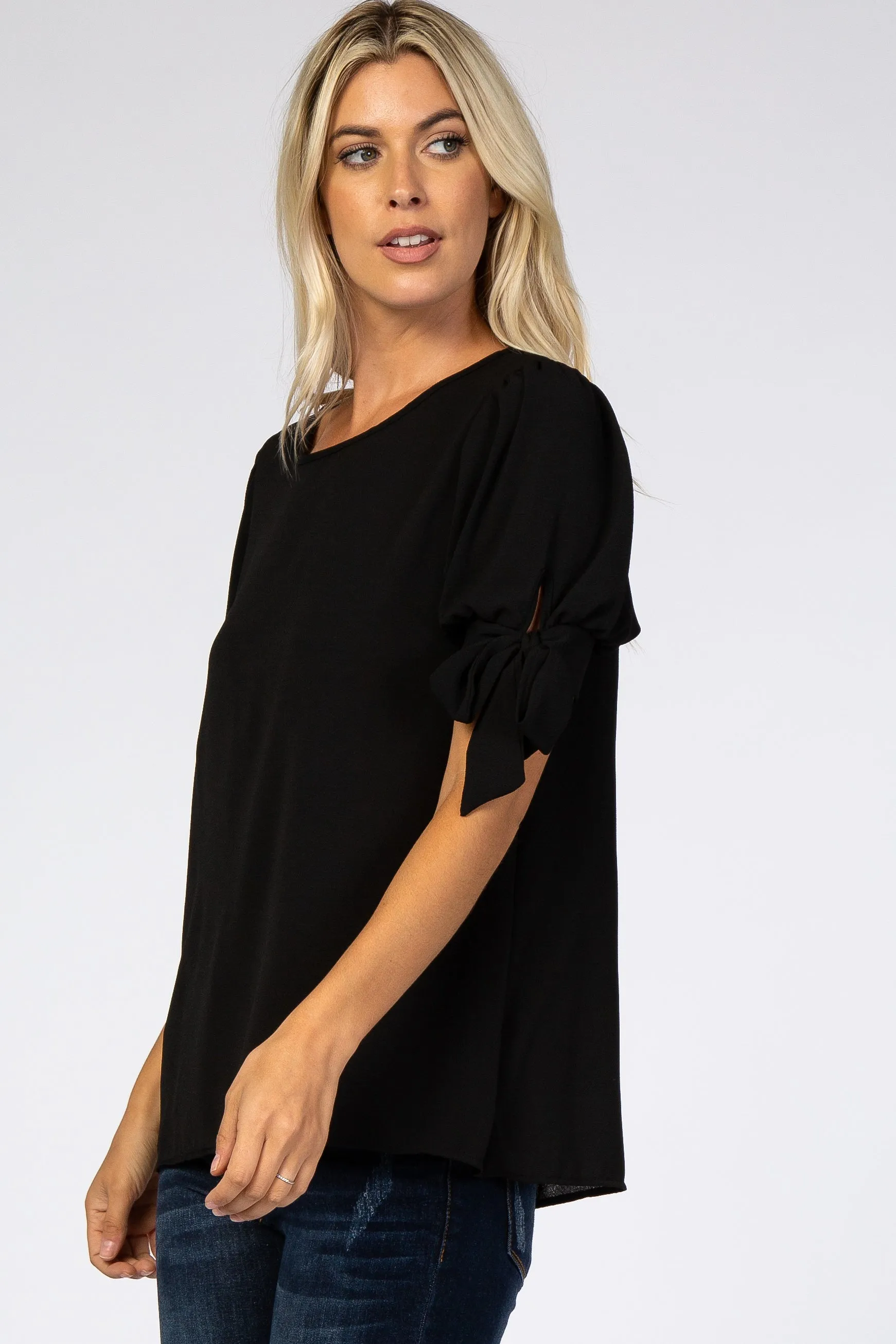 Black Short Tie Sleeve Top sold by Pinkblush product image thumbnail 3