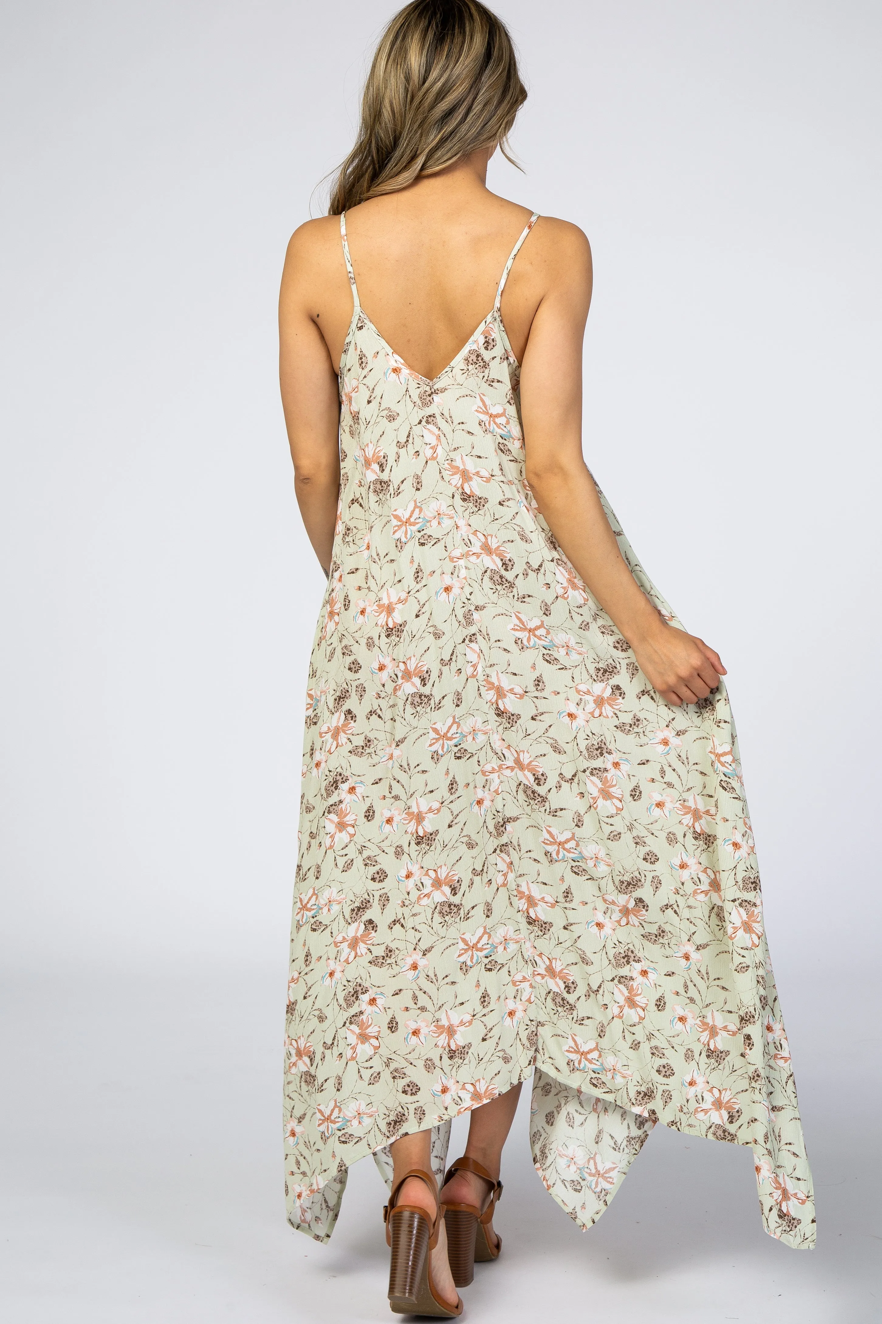 Light Mint Floral Asymmetrical Hem Dress sold by Pinkblush product image thumbnail 3