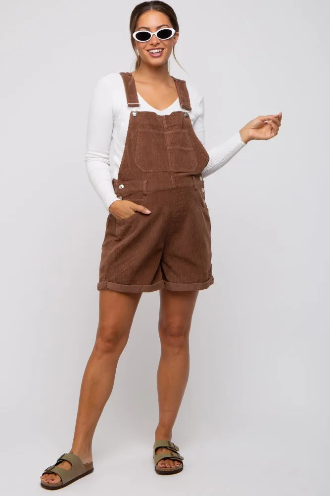 Mocha Corduroy Maternity Short Overalls sold by Pinkblush product image thumbnail 4