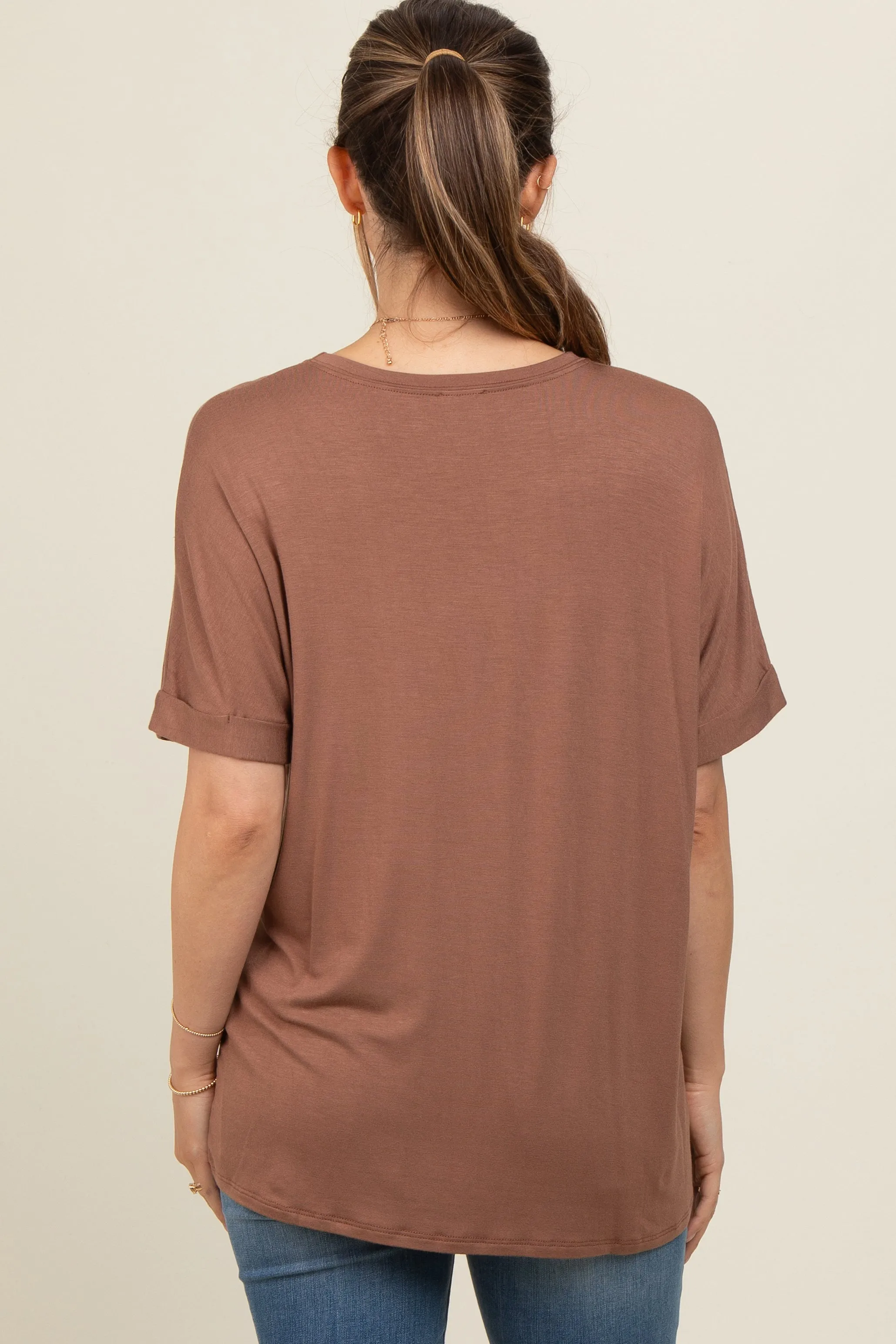 Mocha Relaxed Fit Maternity T-Shirt sold by Pinkblush product image thumbnail 2