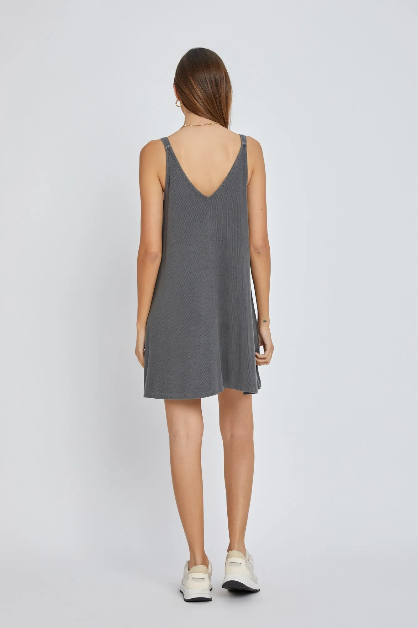 Charcoal Ribbed Sleeveless Front Seam Dress sold by Pinkblush product image thumbnail 3