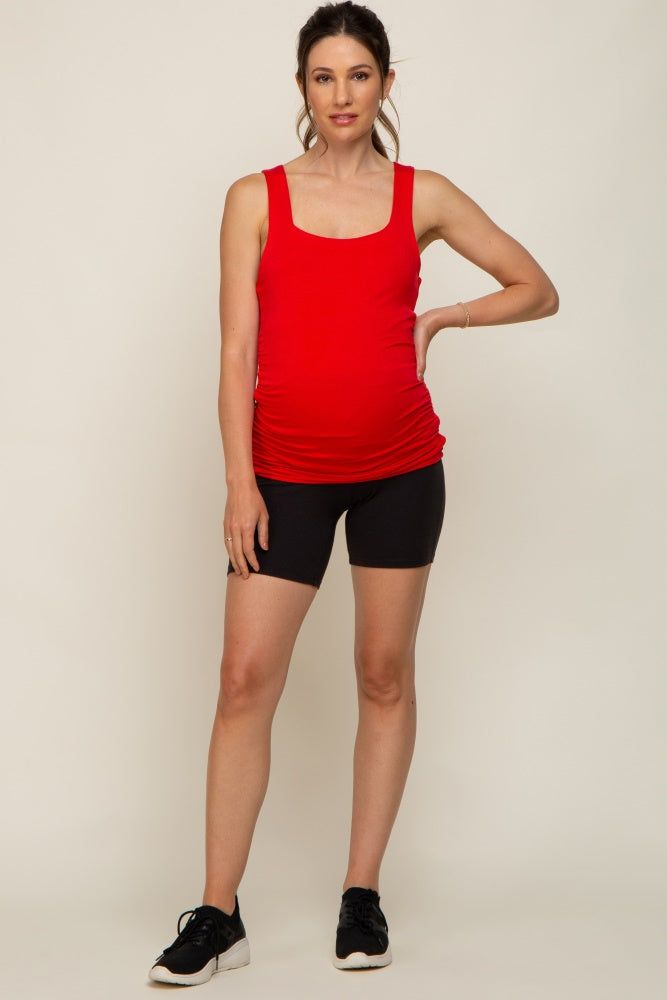 Red Square Neck Ruched Sides Maternity Top sold by Pinkblush product image thumbnail 4