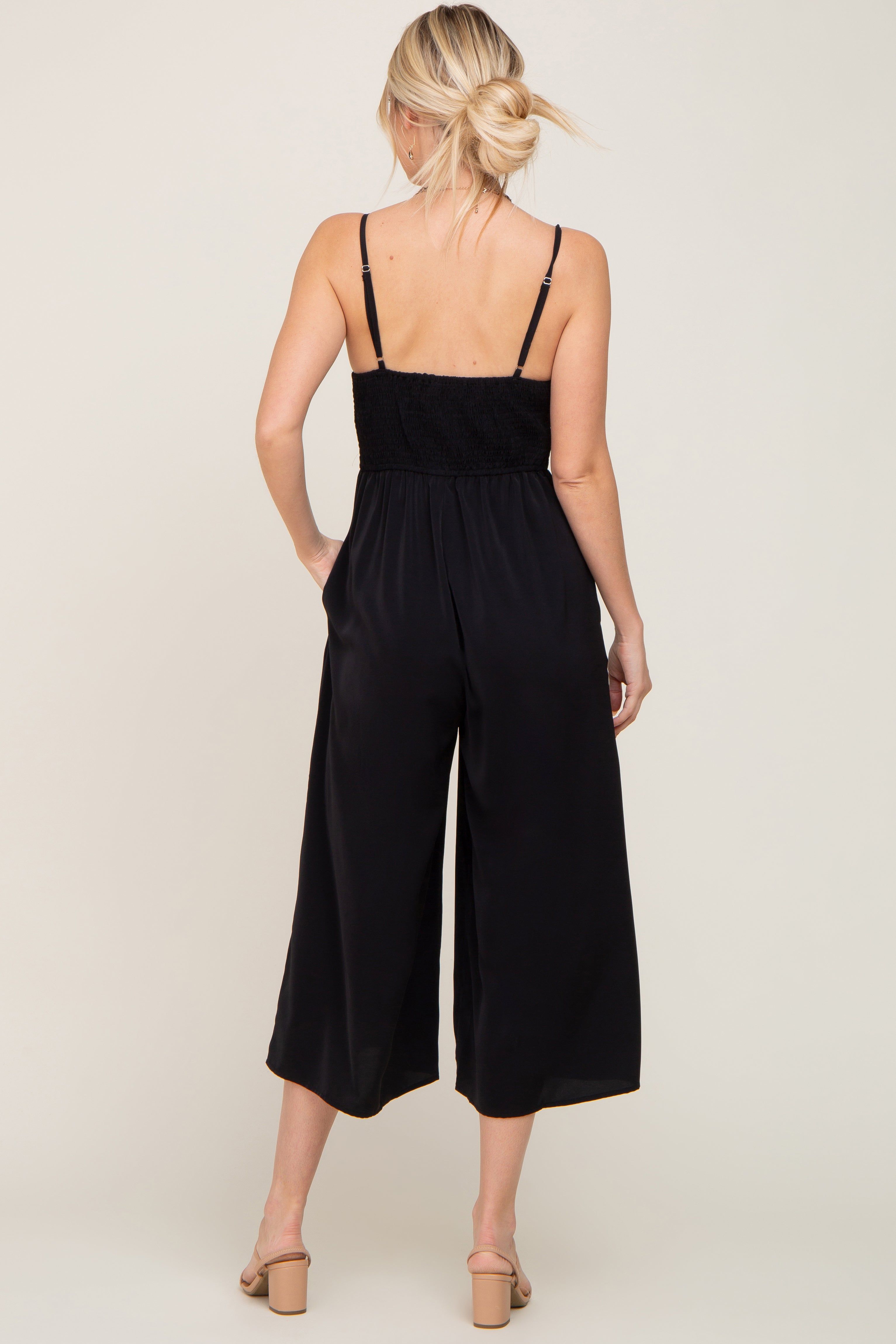 Black Sleeveless Ruched Drawstring Jumpsuit sold by Pinkblush product image thumbnail 3