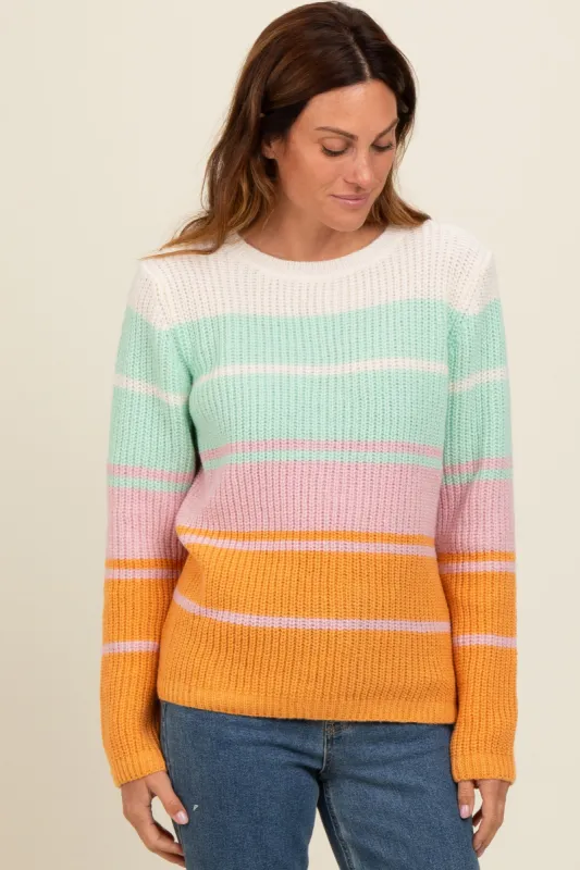 Mint Green Mixed Stripe Sweater sold by Pinkblush