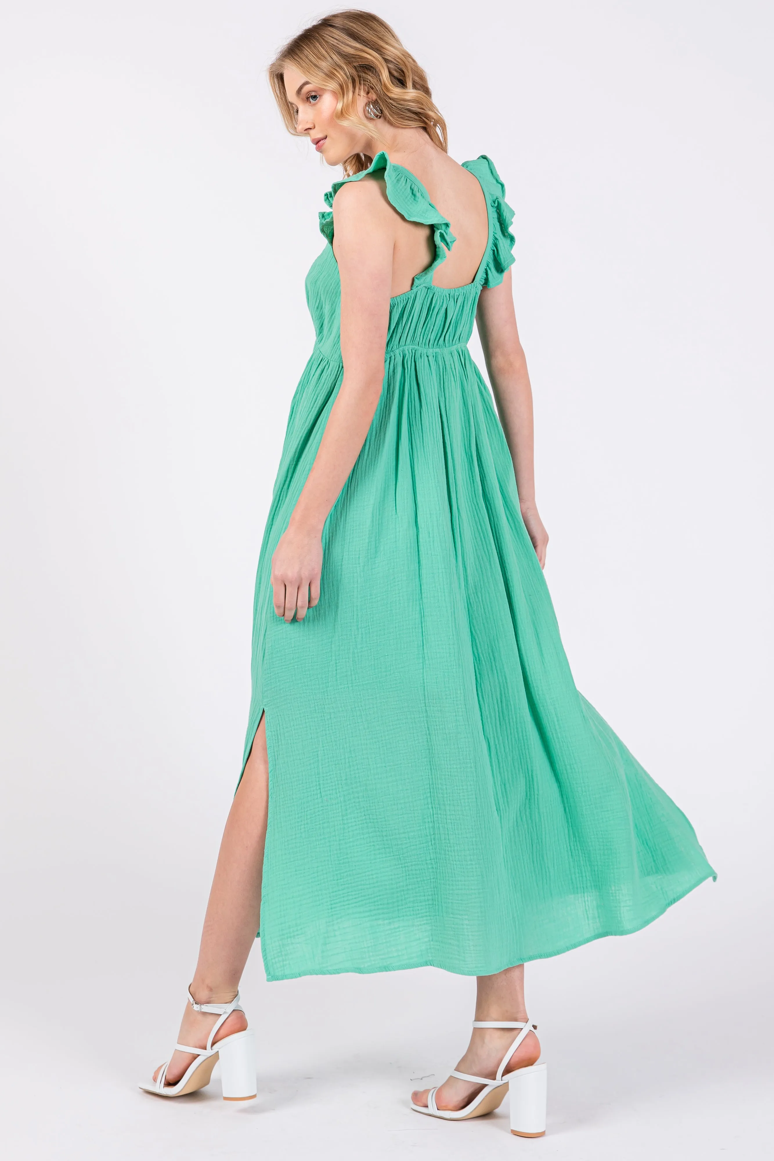 Mint Green Ruffle Strap Midi Dress sold by Pinkblush product image thumbnail 3