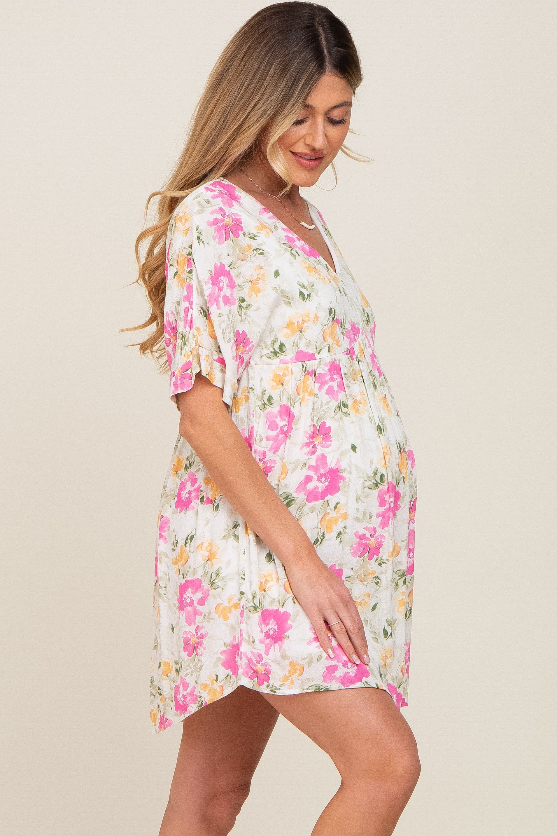 White Floral Babydoll Maternity Dress sold by Pinkblush product image thumbnail 2