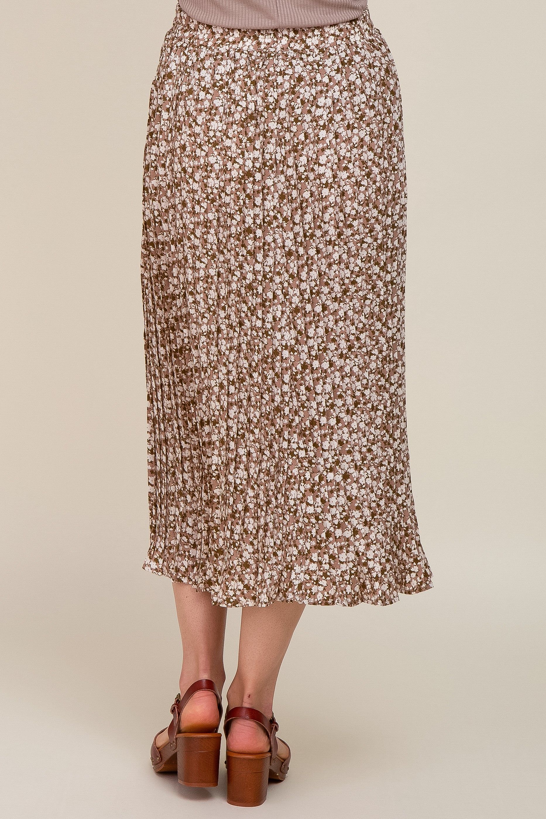 Mauve Floral Pleated Maternity Midi Skirt sold by Pinkblush product image thumbnail 6