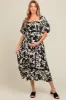 Black Floral Scallop Trim Maternity Midi Dress sold by Pinkblush