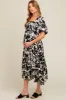 Black Floral Scallop Trim Maternity Midi Dress sold by Pinkblush