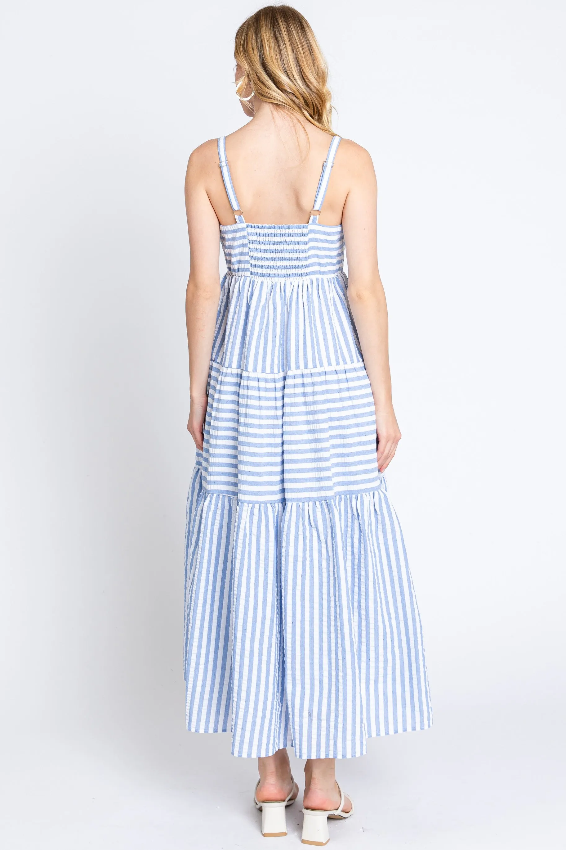 Blue Striped Sleeveless Tiered Maxi Dress sold by Pinkblush product image thumbnail 3