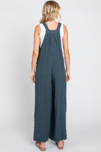 Dark Teal Pocket Front Wide Leg Jumpsuit sold by Pinkblush