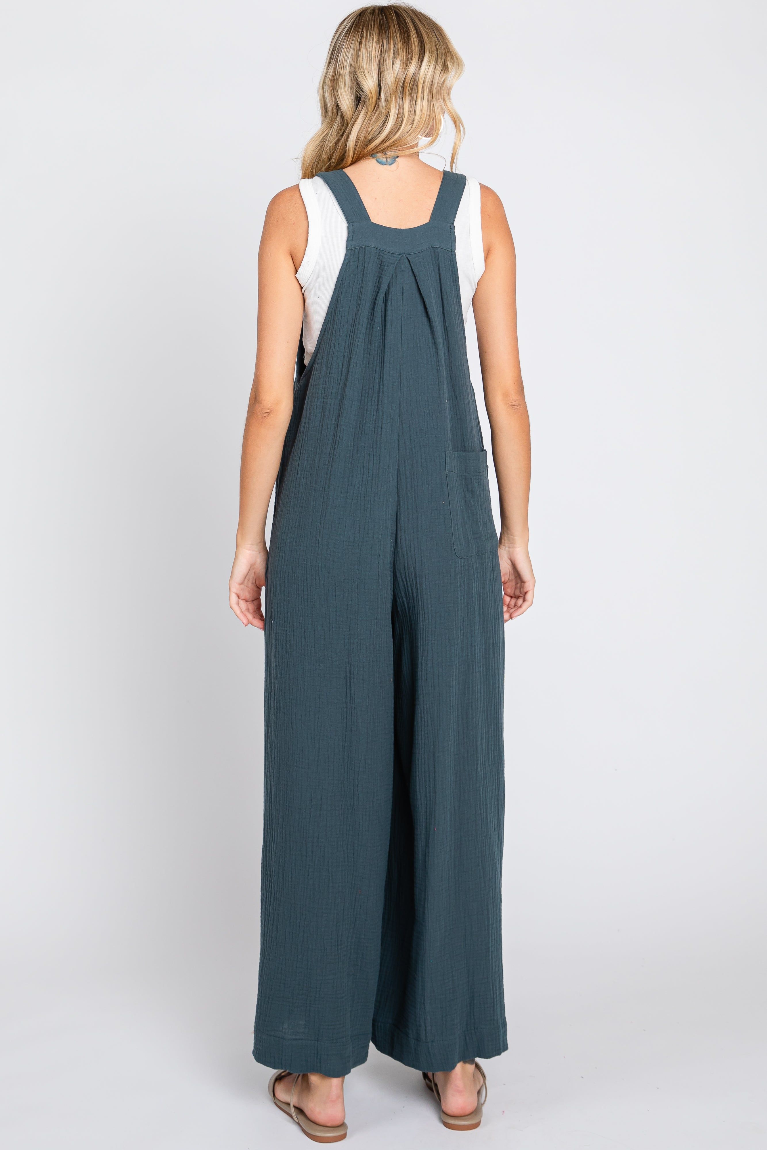 Dark Teal Pocket Front Wide Leg Jumpsuit sold by Pinkblush product image thumbnail 3