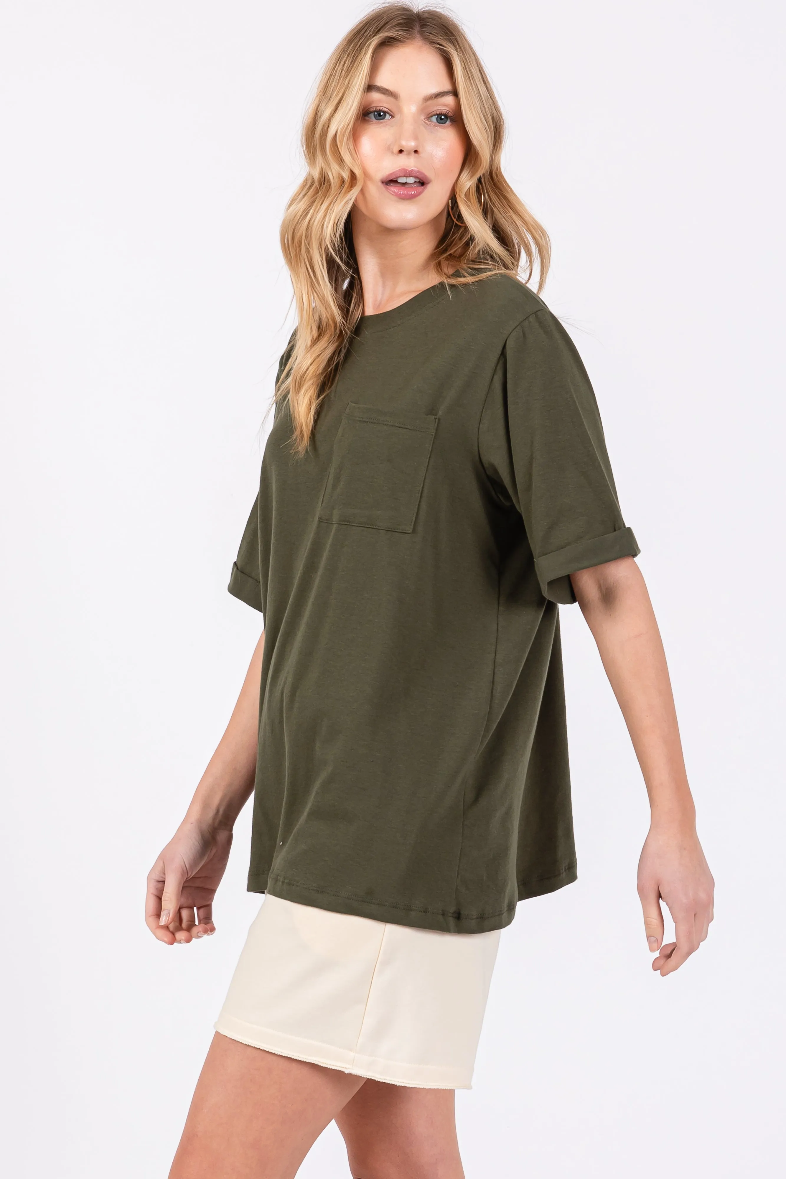Green Oversized Pocket Front Short Sleeve Top sold by Pinkblush product image thumbnail 2