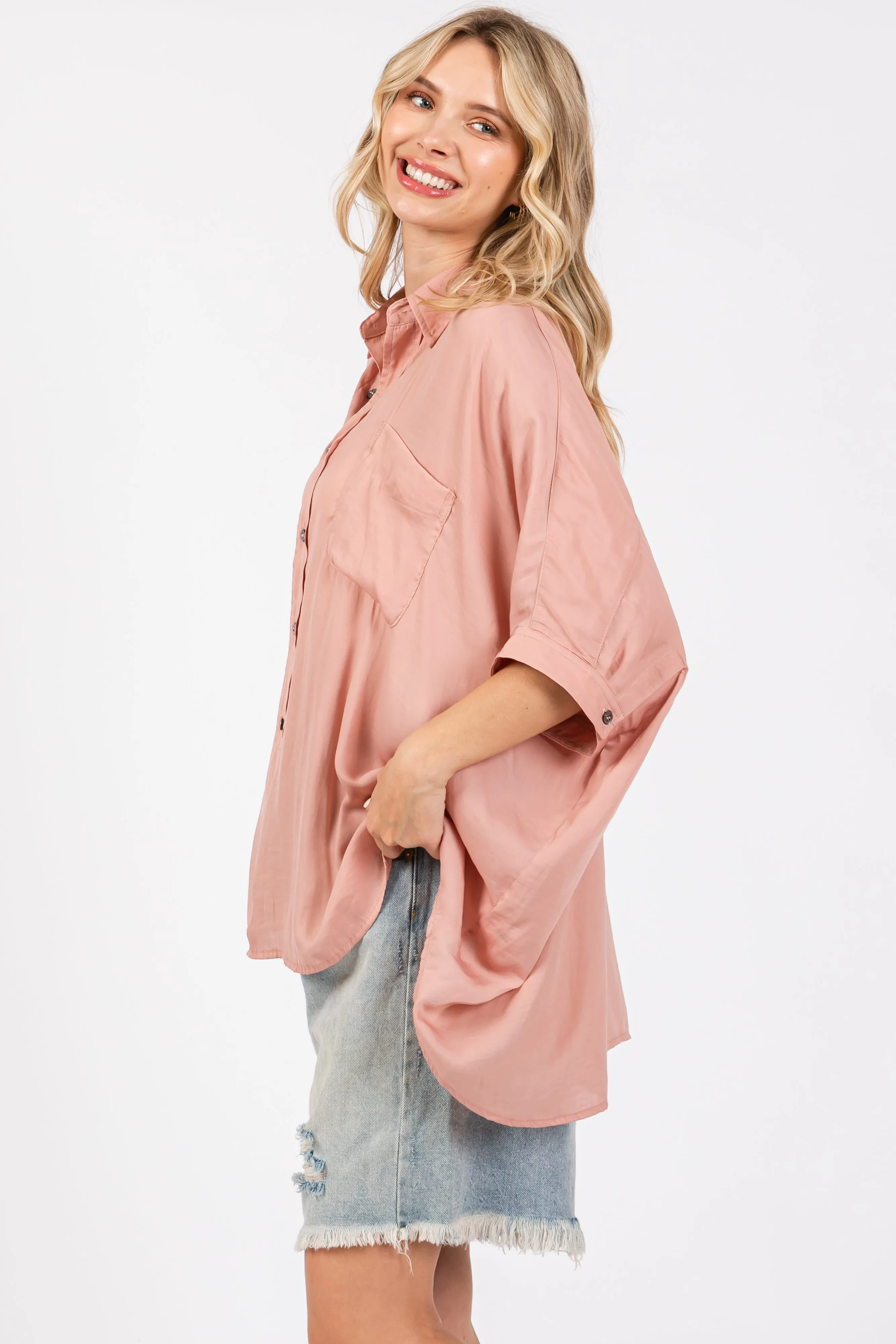 Mauve Satin Oversized Shirt sold by Pinkblush product image thumbnail 2