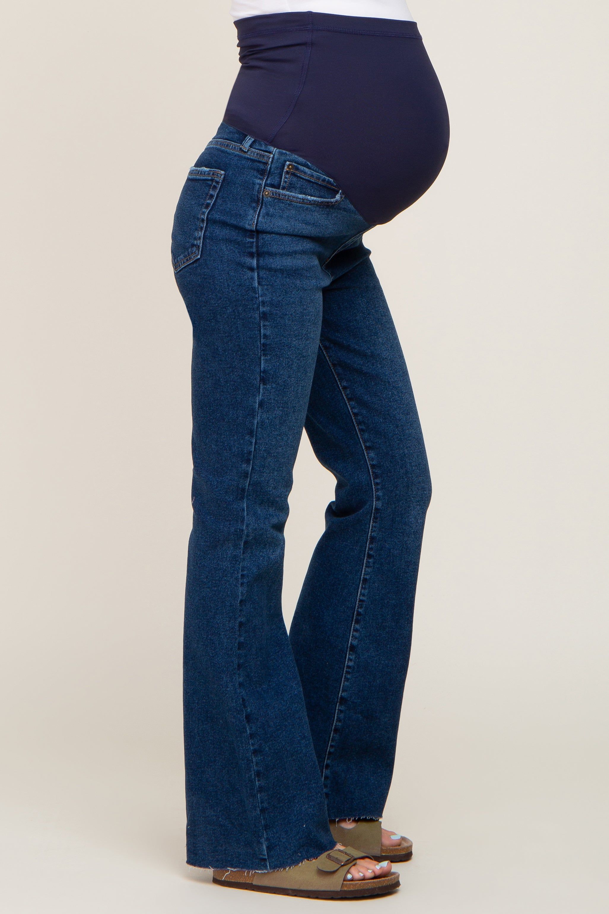 Navy Blue Maternity Flare Leg Jeans sold by Pinkblush product image thumbnail 3
