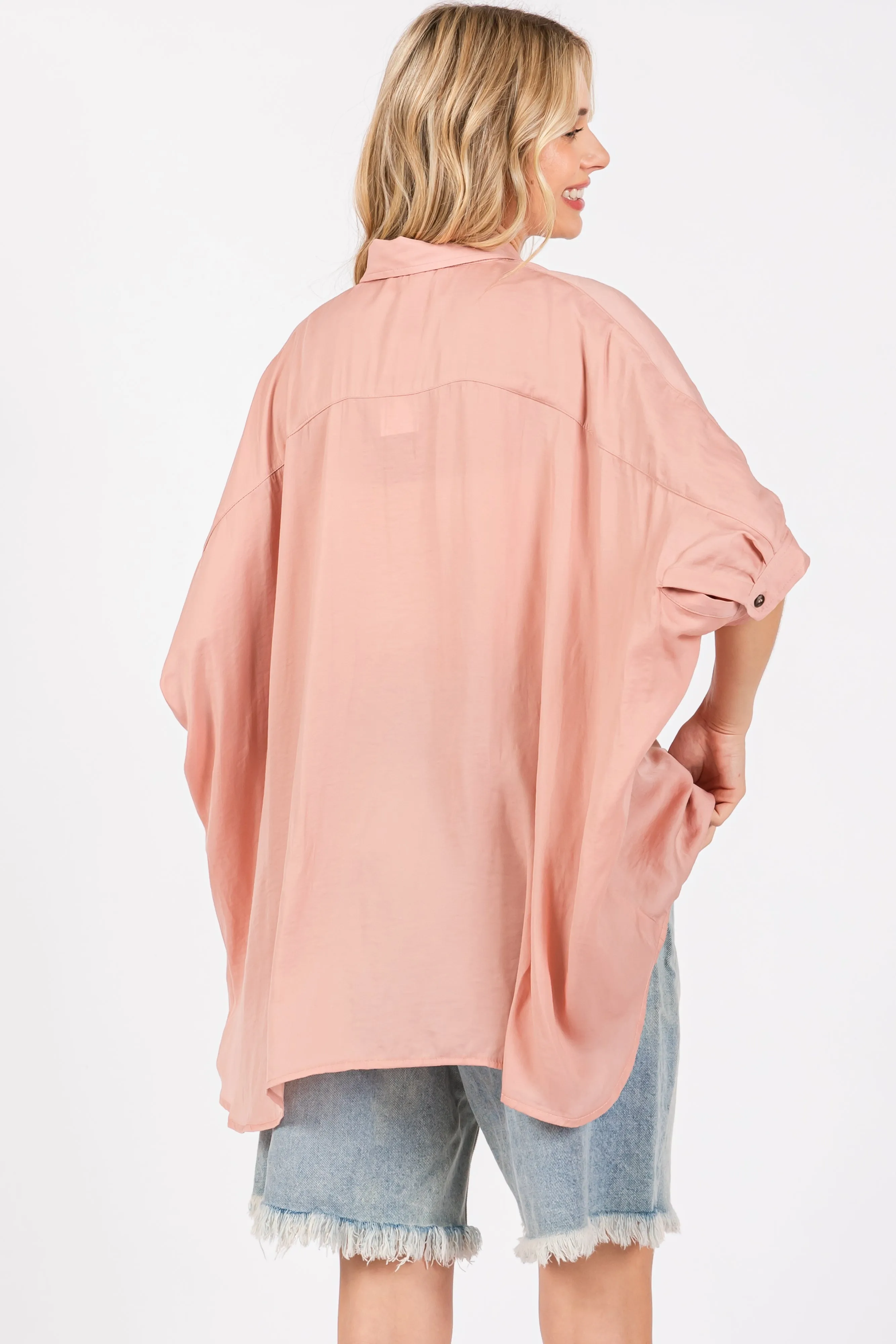 Mauve Satin Oversized Shirt sold by Pinkblush product image thumbnail 3
