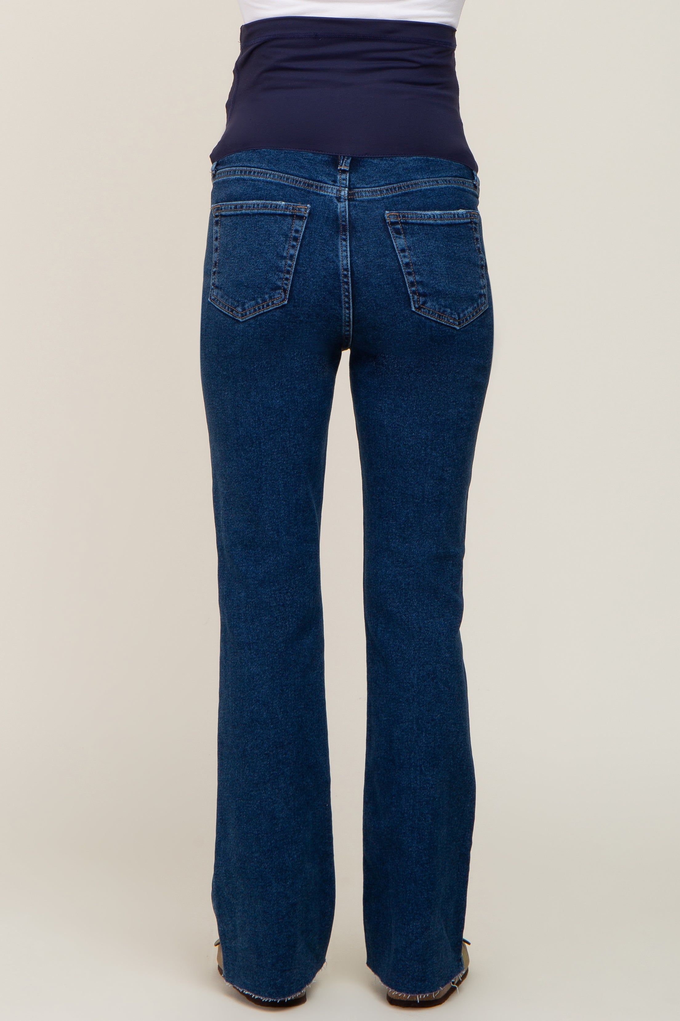 Navy Blue Maternity Flare Leg Jeans sold by Pinkblush product image thumbnail 4