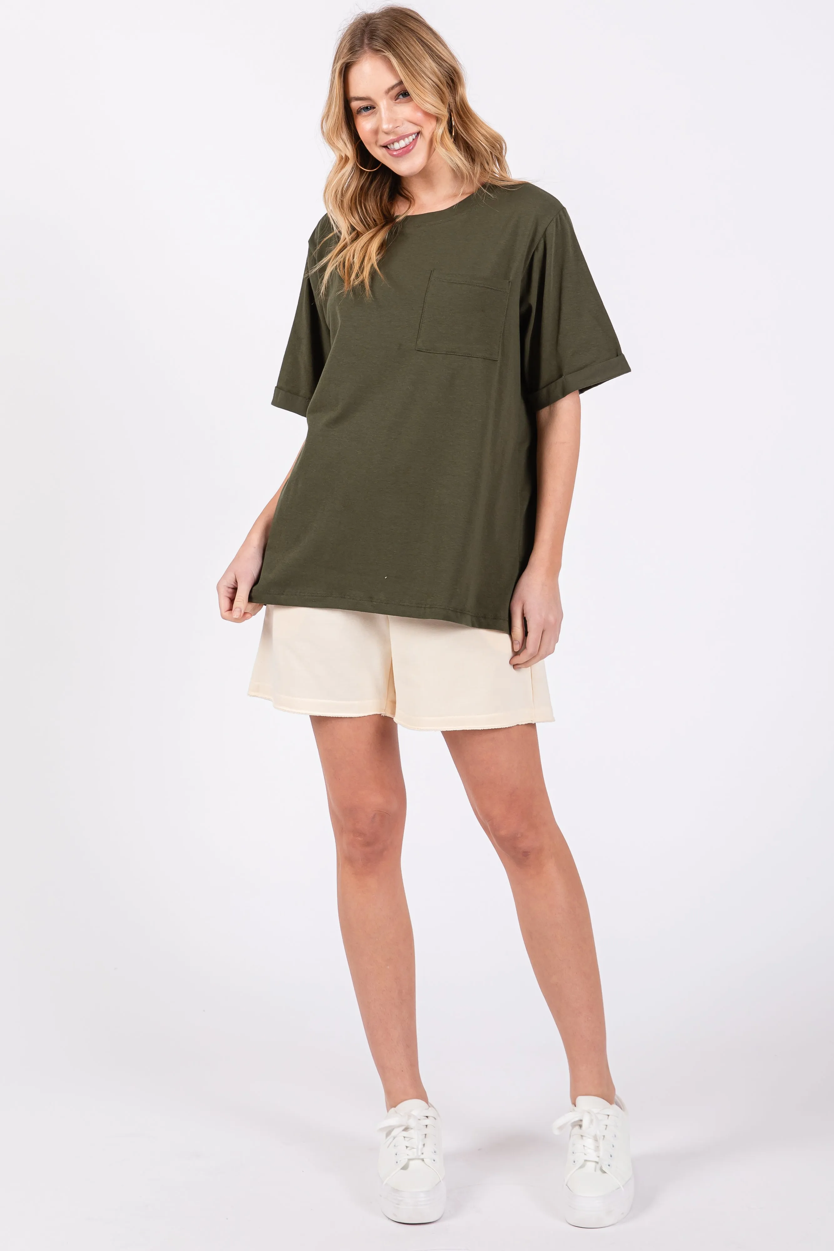 Green Oversized Pocket Front Short Sleeve Top sold by Pinkblush product image thumbnail 4