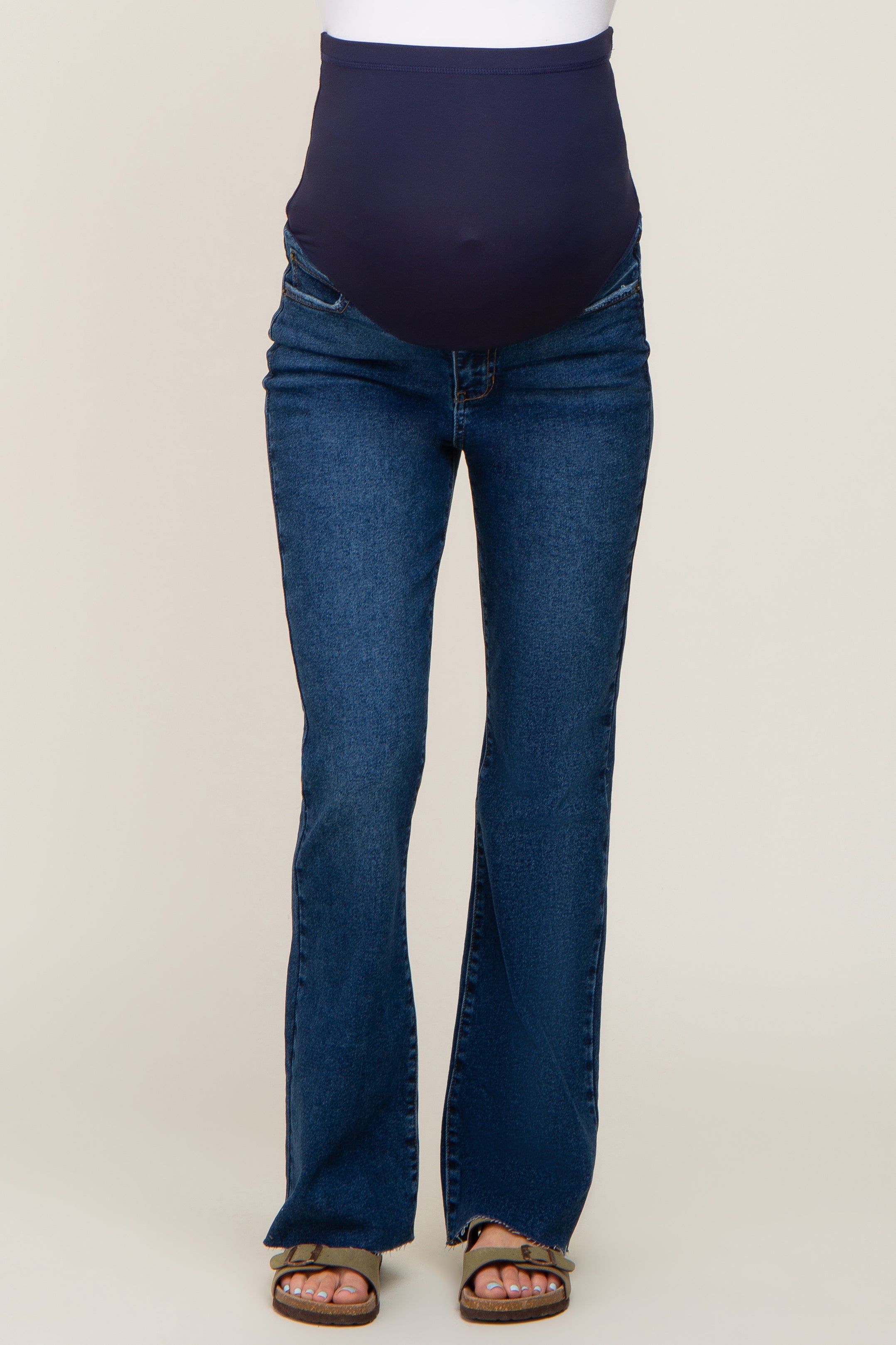 Navy Blue Maternity Flare Leg Jeans sold by Pinkblush product image thumbnail 2
