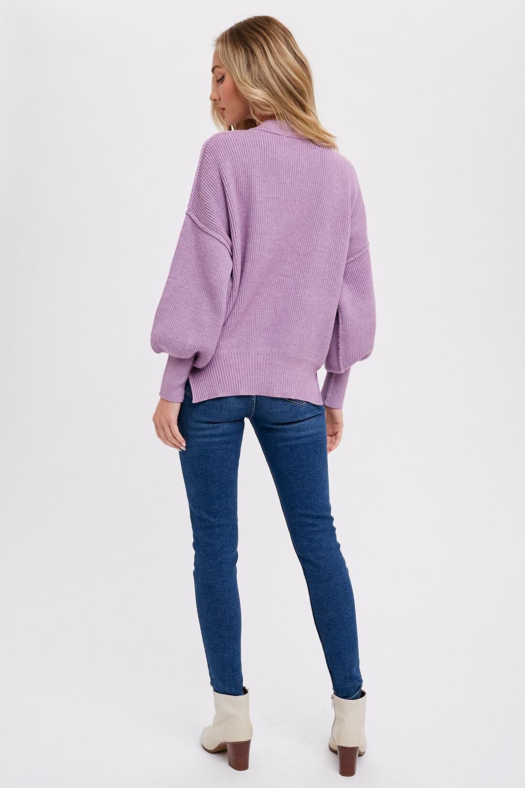 Lavender Knit Mock Neck Sweater sold by Pinkblush product image thumbnail 4