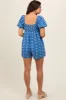 Blue Embroidered Floral Maternity Romper sold by Pinkblush