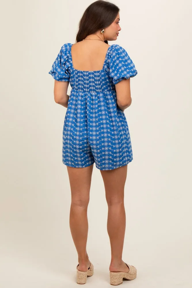 Blue Embroidered Floral Maternity Romper sold by Pinkblush product image thumbnail 3
