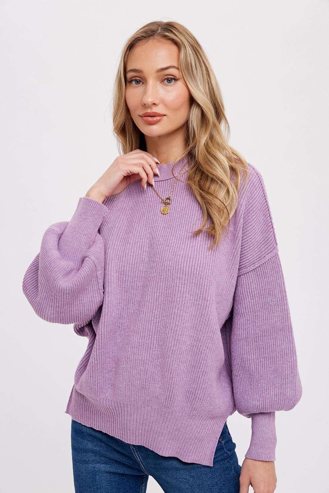 Lavender Knit Mock Neck Sweater sold by Pinkblush product image thumbnail 2