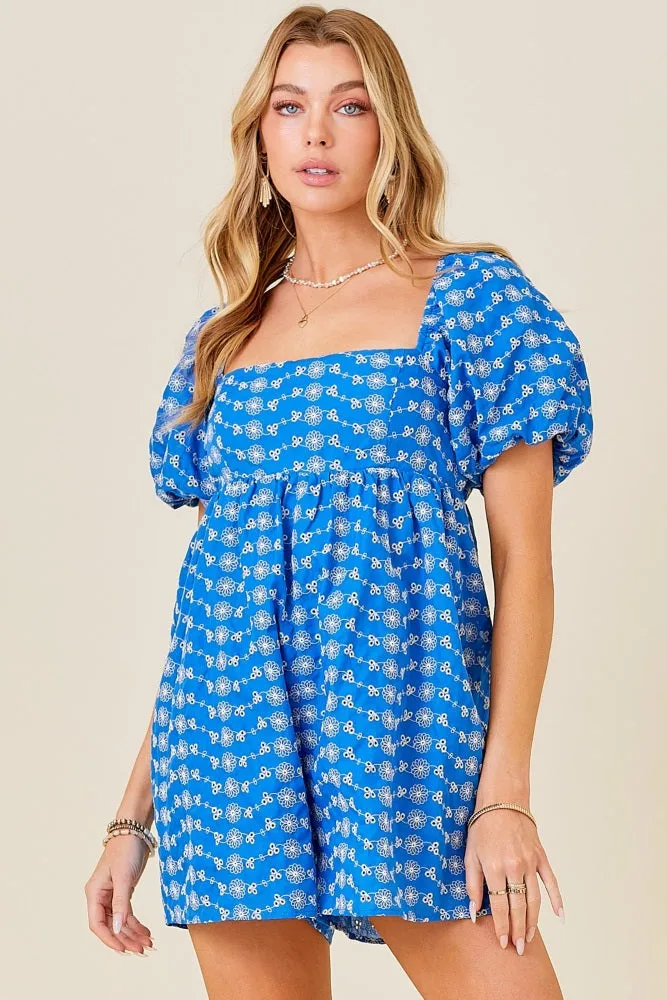 Blue Embroidered Floral Maternity Romper sold by Pinkblush product image thumbnail 4