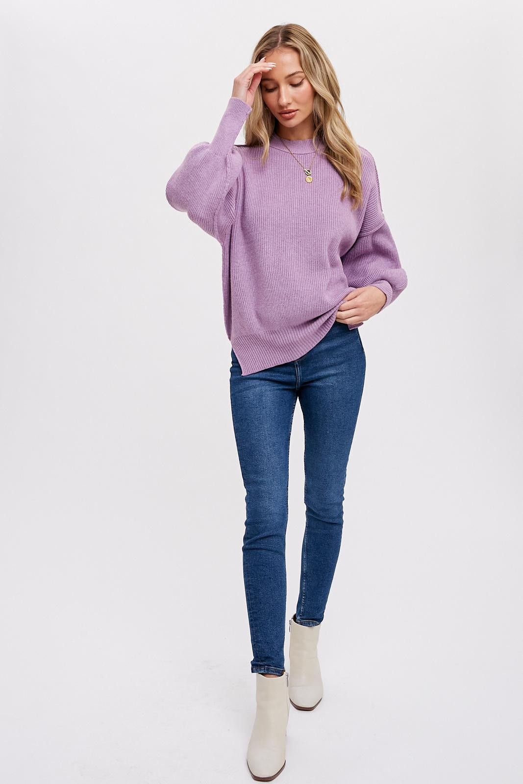 Lavender Knit Mock Neck Sweater sold by Pinkblush product image thumbnail 3