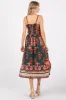 Forest Green Floral V-Neck Front Knot Side Slit Midi Dress sold by Pinkblush