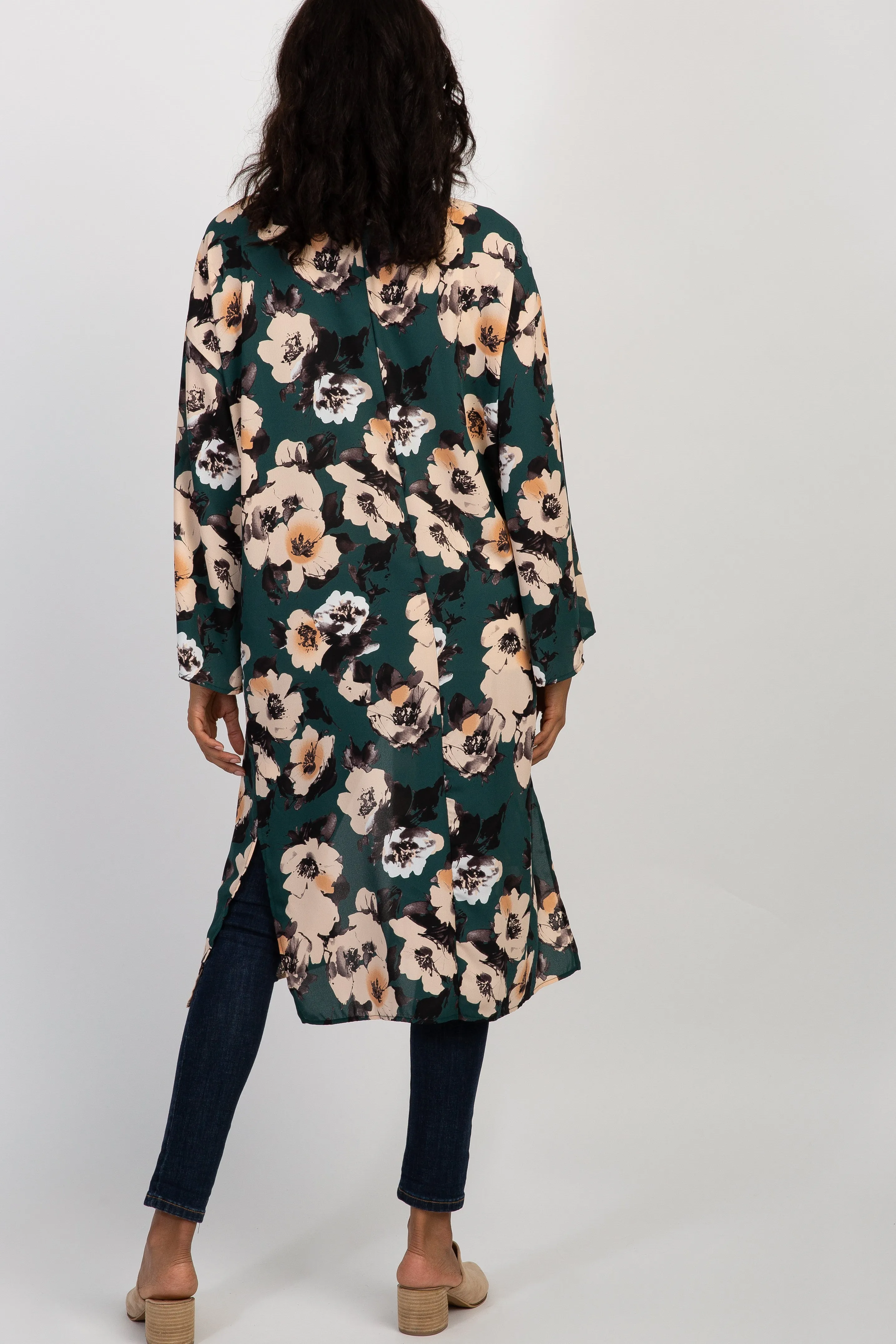 PinkBlush Green Floral Print Chiffon Long Maternity Cover Up sold by Pinkblush product image thumbnail 4