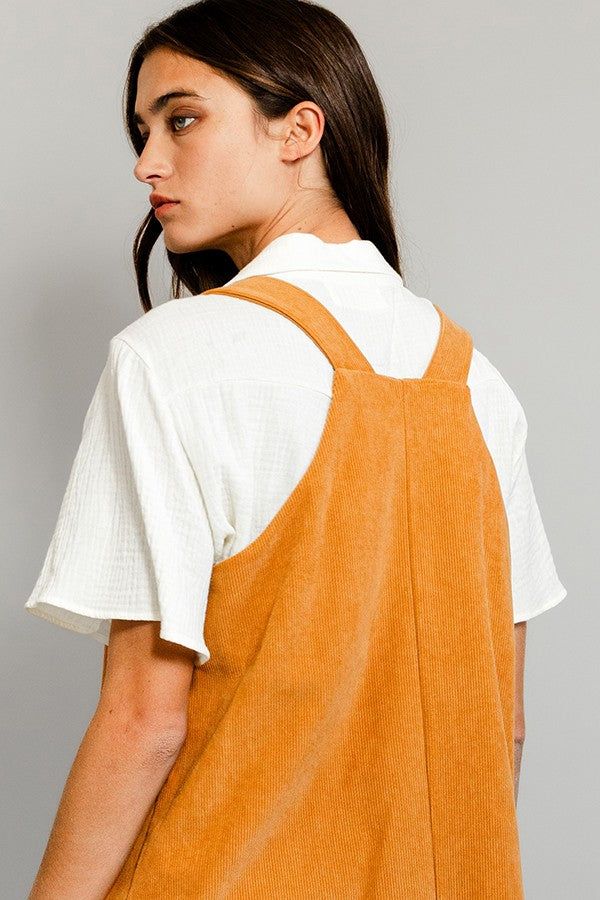 Camel Corduroy Patched Pocket Overall Dress sold by Pinkblush product image thumbnail 3