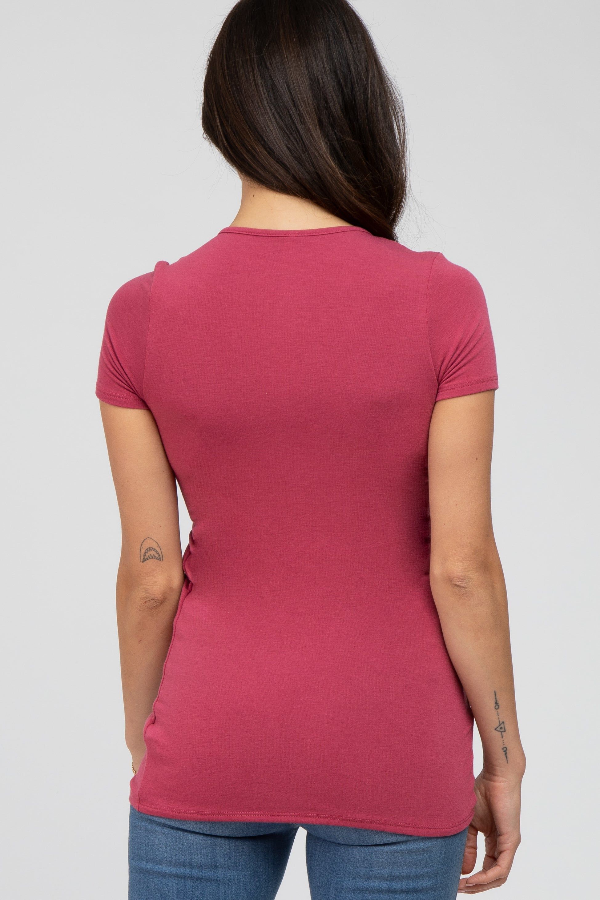Burgundy Wrap Front Tie Nursing Top sold by Pinkblush product image thumbnail 3