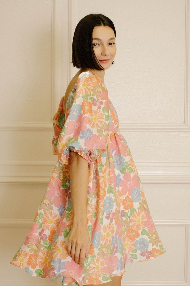 Multi Floral Print Baby Doll Dress sold by Pinkblush product image thumbnail 2