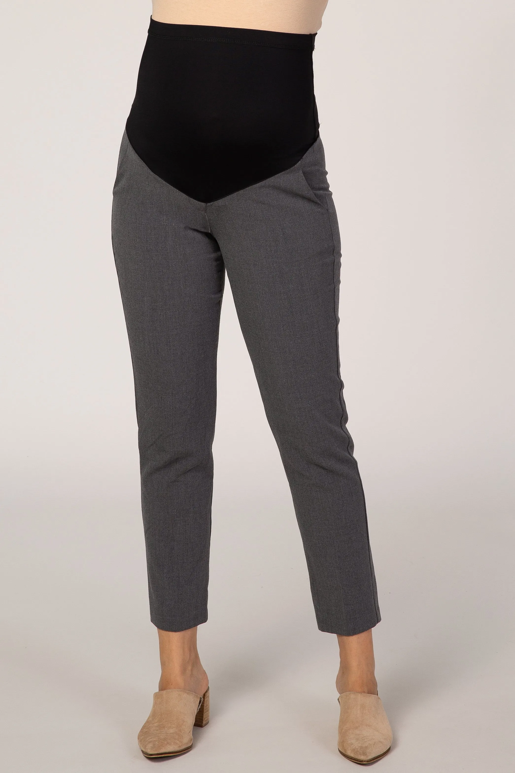 PinkBlush Charcoal Cropped Maternity Dress Pants sold by Pinkblush product image thumbnail 3