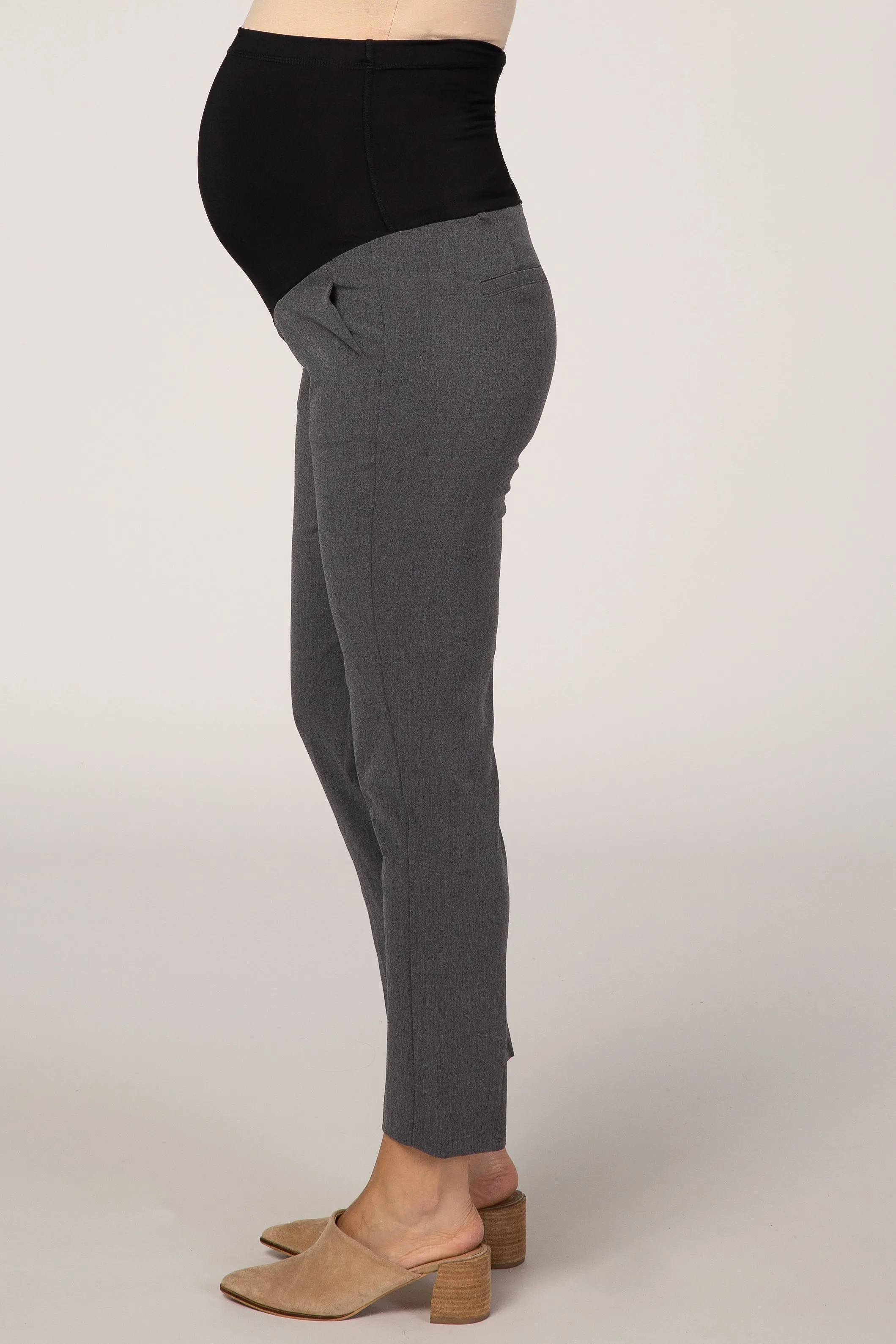 PinkBlush Charcoal Cropped Maternity Dress Pants sold by Pinkblush product image thumbnail 4