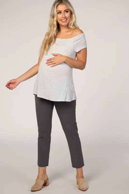 PinkBlush Charcoal Cropped Maternity Dress Pants sold by Pinkblush