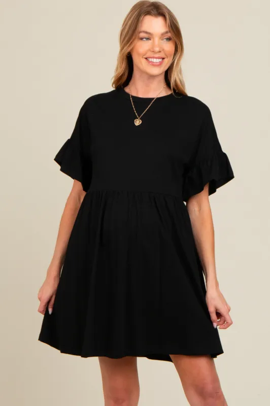 Black Ruffle Sleeve Maternity Dress sold by Pinkblush