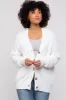 White Basic Ribbed Cardigan Sweater sold by Pinkblush