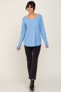 Light Blue Ribbed Round Hem Top sold by Pinkblush