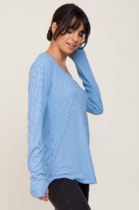 Light Blue Ribbed Round Hem Top sold by Pinkblush