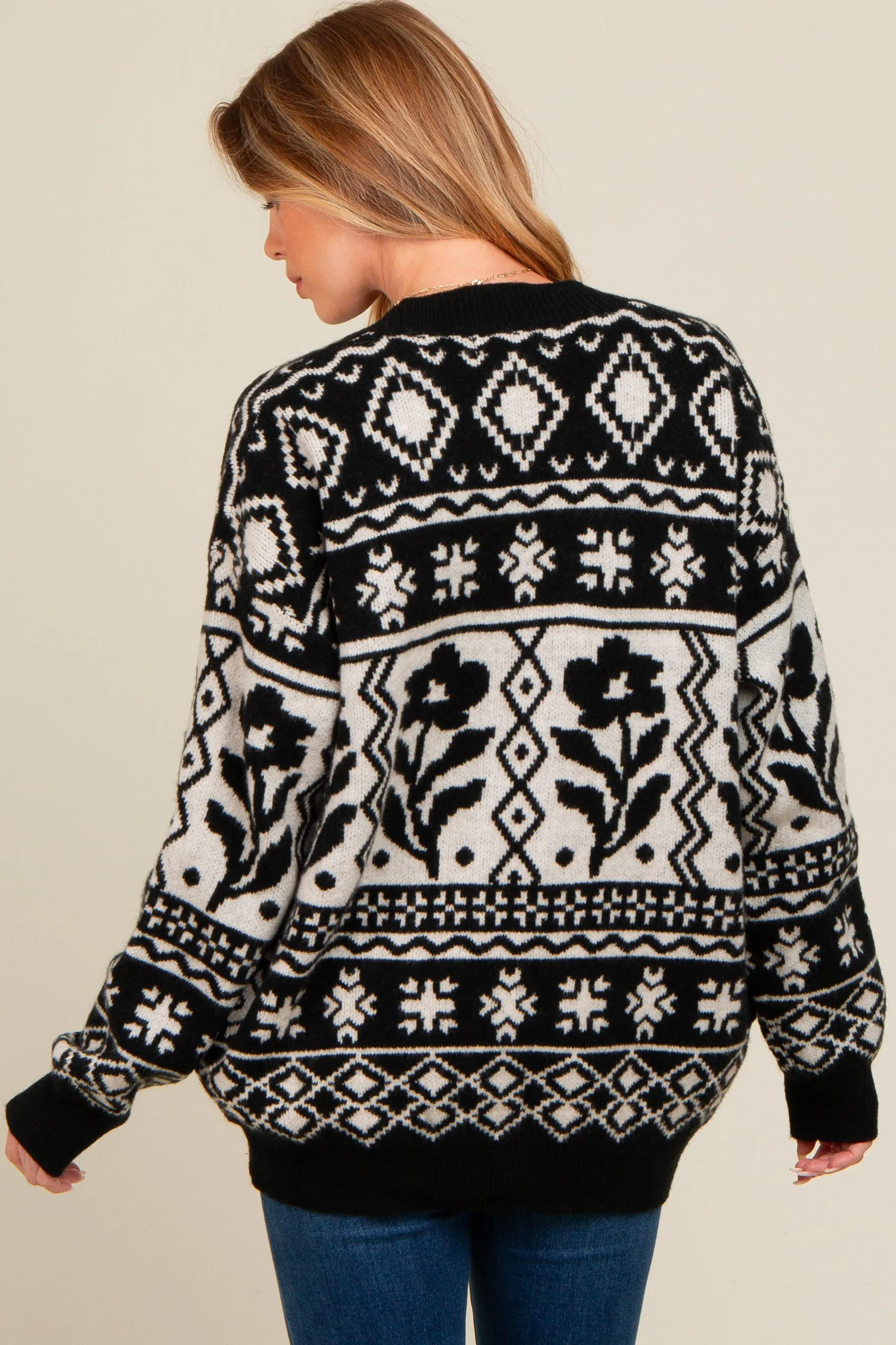 Black Printed Maternity Button Up Cardigan sold by Pinkblush product image thumbnail 4