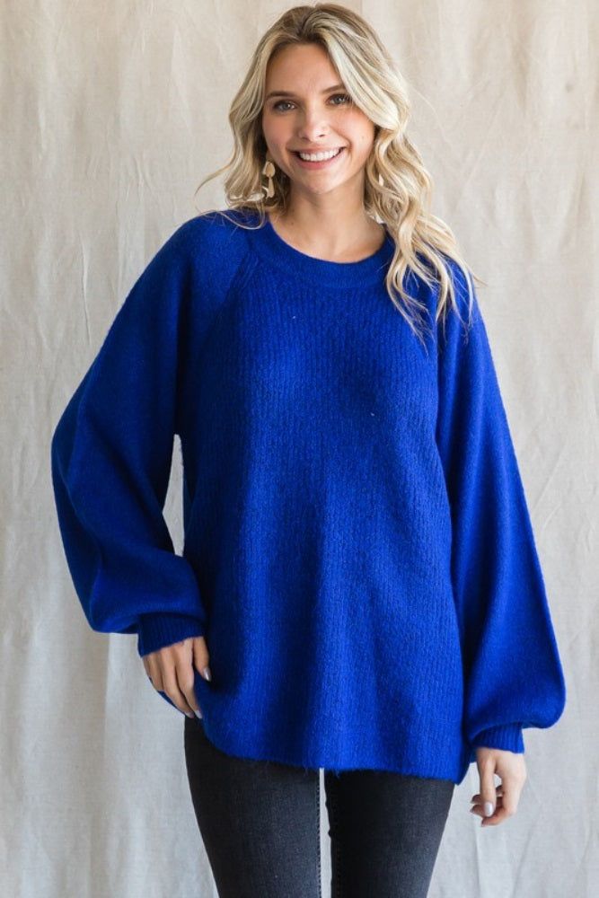 Royal Blue Soft Brushed Sweater sold by Pinkblush