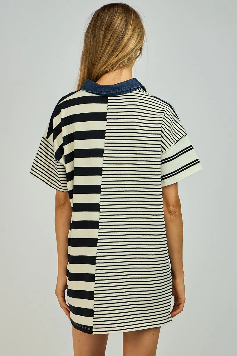 Multi Stripe Collar Mini Dress sold by Pinkblush product image thumbnail 3