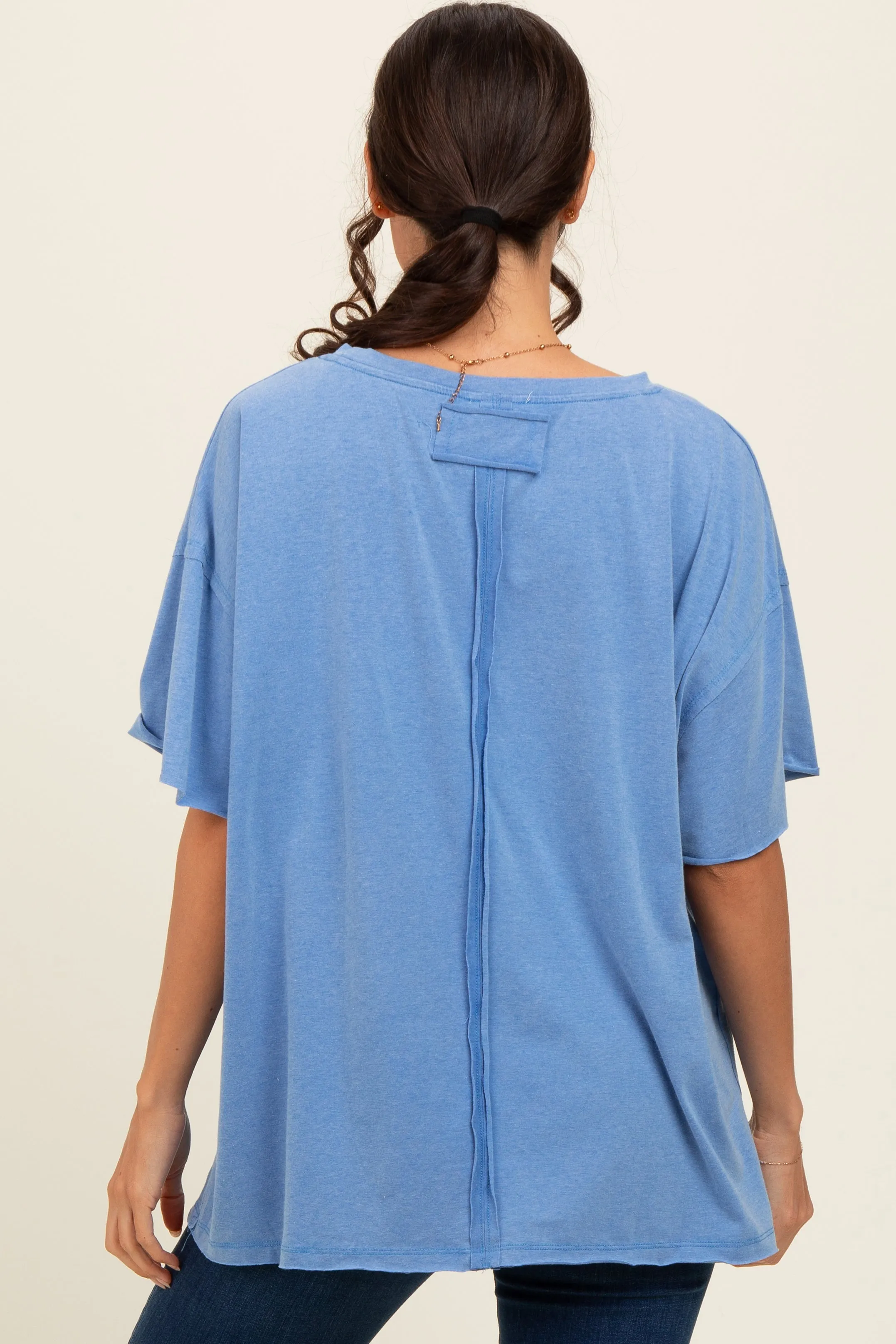 Blue Raw Rolled Hem Top sold by Pinkblush product image thumbnail 4