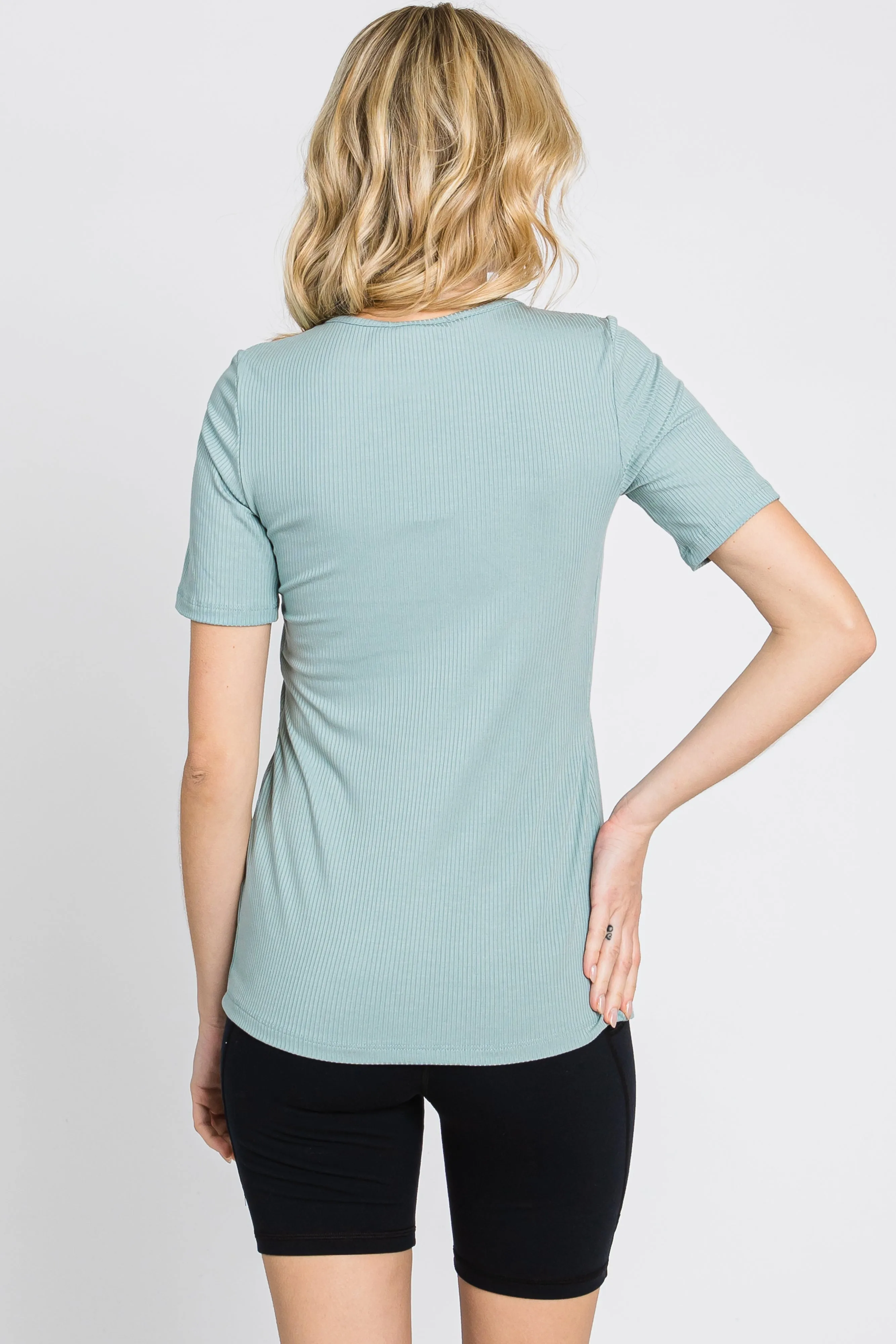 Mint Green Ribbed Wrap Front Nursing Top sold by Pinkblush product image thumbnail 4